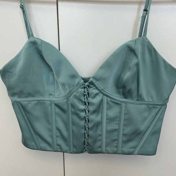 Unworn size 4 Oh Polly blue satin corset top - Picture 1 of 3